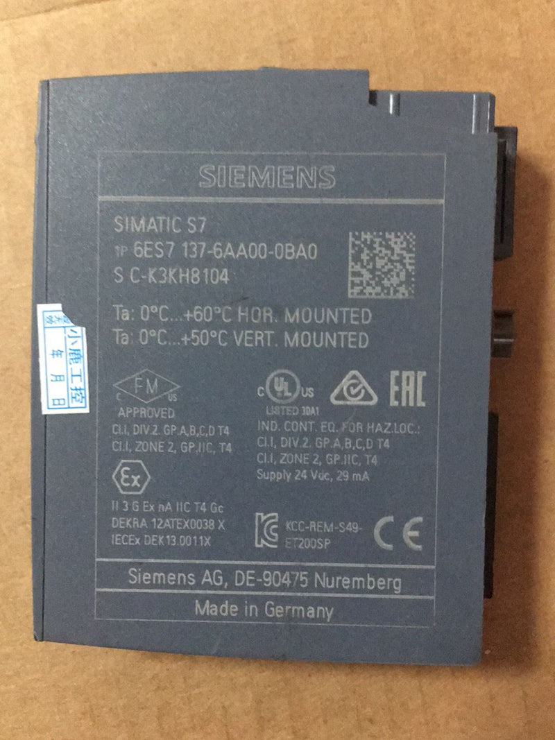 1PC USED Siemens 6ES7137-6AA00-0BA0