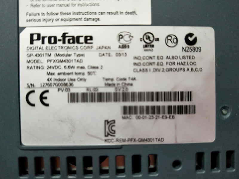 1PCProface PFXGM4301TAD used