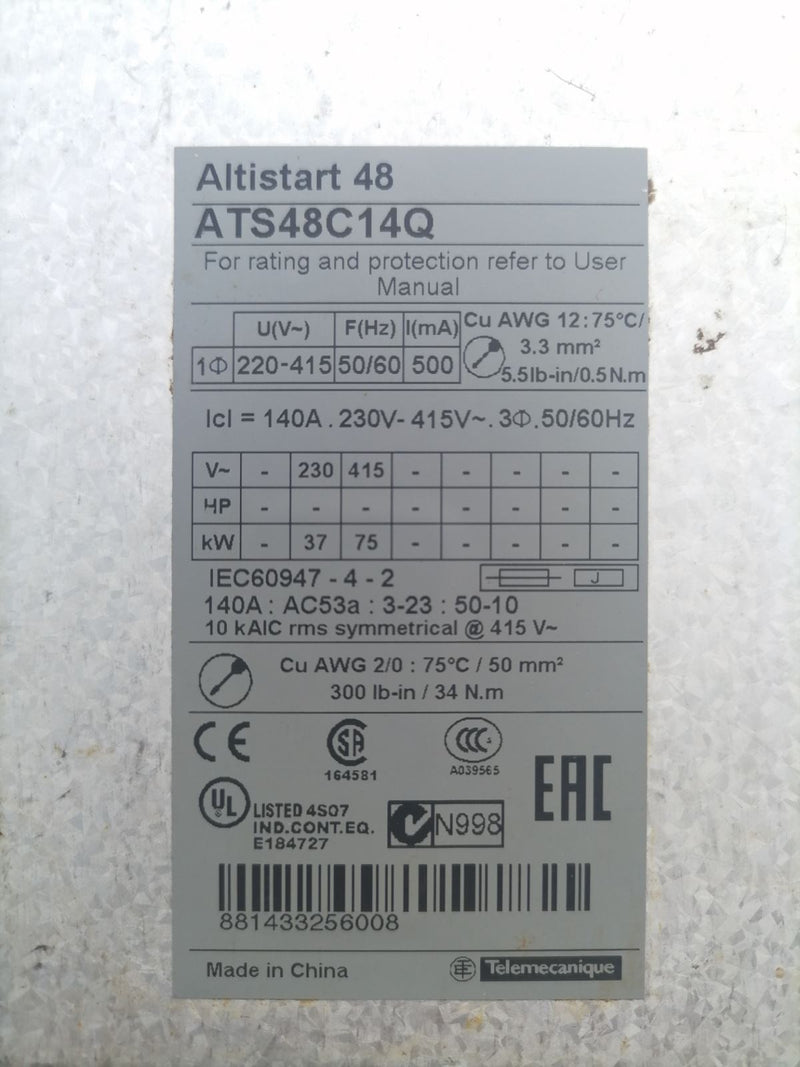 1 PC  For Schneider Electric ATS48C14Q used