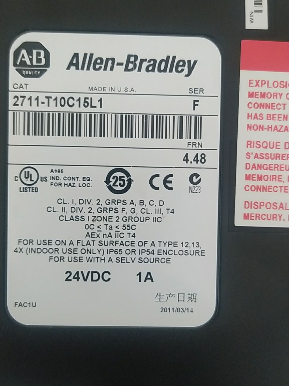 1 peça para ALLEN-BRADLEY 2711-T10C15L1 novo 2711T10C15L1 sem caixa original
