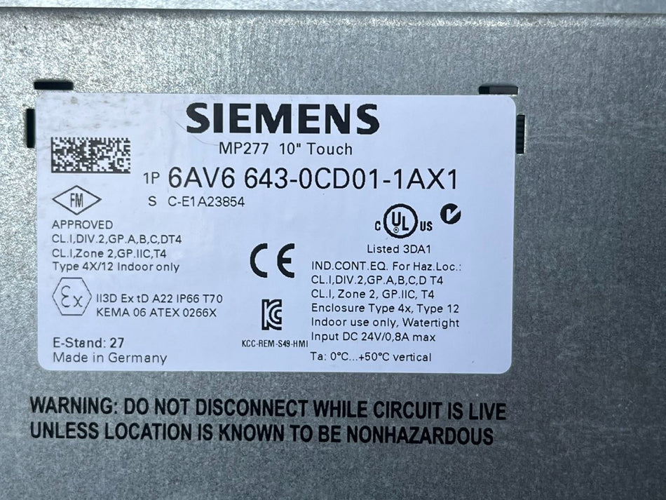 1PC para SIEMENS 6AV6 643-0CD01-1AX1 usado 6AV6 6430CD011AX1