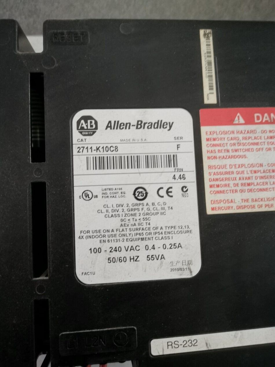1PC para Allen-Bradley 2711-K10C8 usado 2711K10C8 