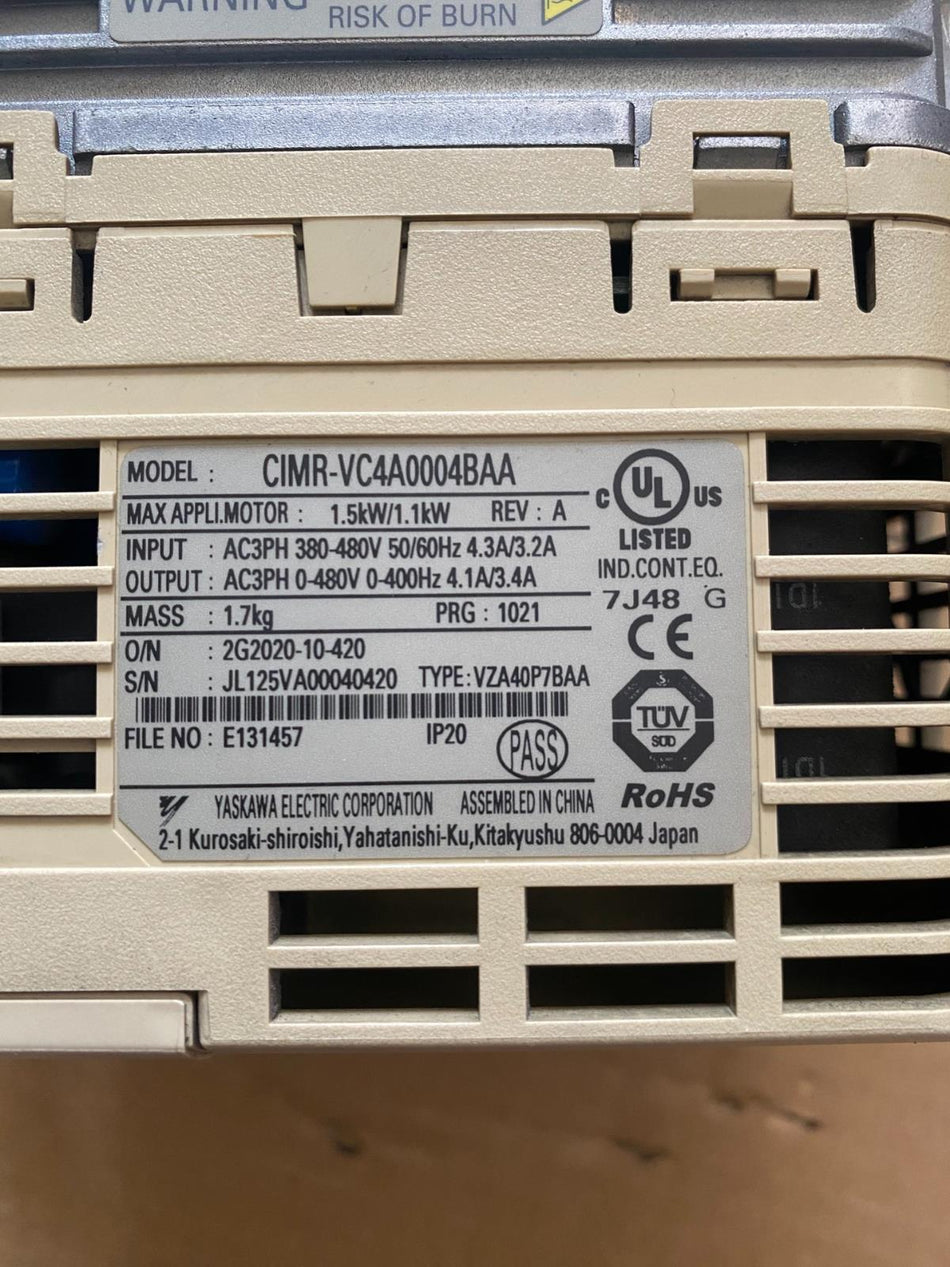 1 peça Yaskawa CIMR-VC4A0004BAA USADO CIMR-VC4A0004BAA