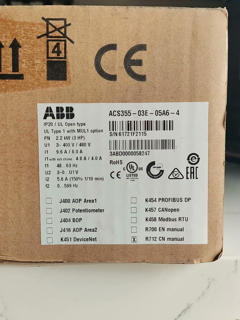1PC para ABB ACS355-03E-05A6-4 novo ACS35503E05A64 