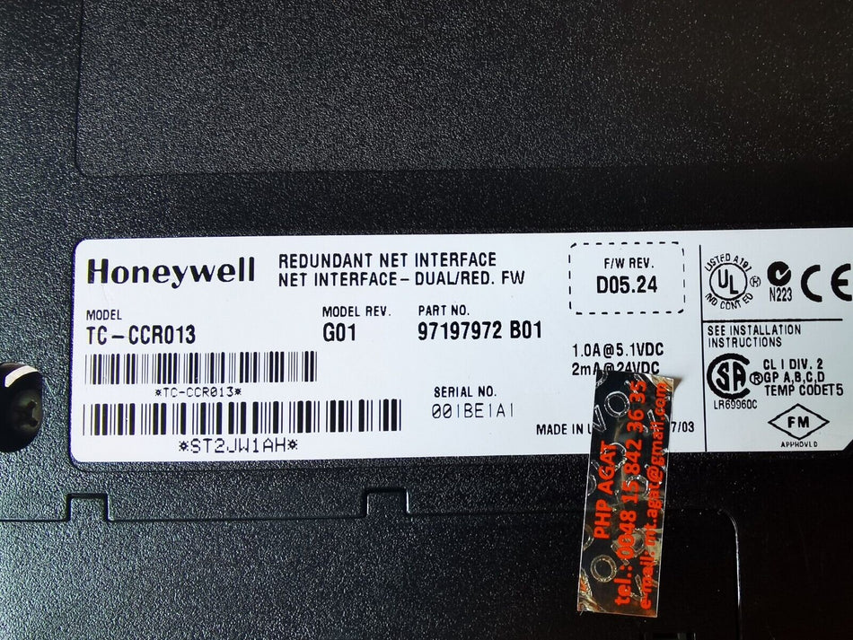 1 peça para HONEYWELL TC-CCR013 usado TCCCR013 em stock mx