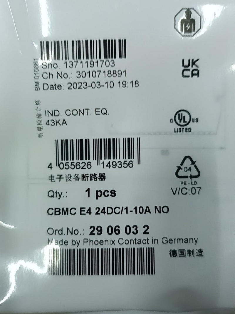 1PC For Phoenix CBMC E4 24DC/1-10A NO 2906032 new