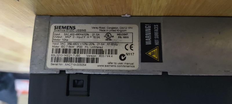 1PC For Siemens 6SL3210-1KE21-7UB0 used 6SL32101KE217UB0