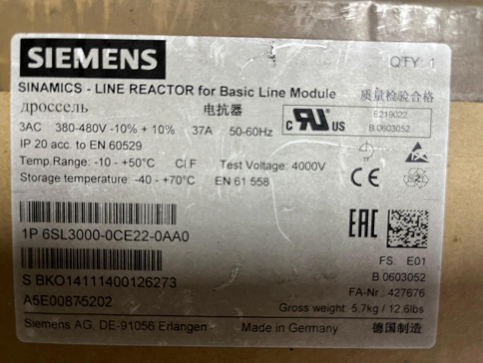 1PC para Siemens 6SL3000-0CE22-0AA0 novo 6SL30000CE220AA0