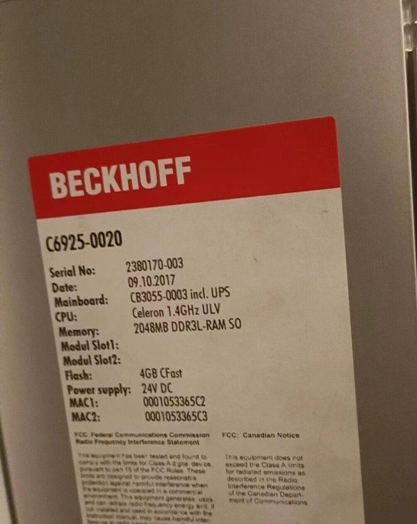 1PC for  BECKHOFF  C6925-0020 Used C69250020