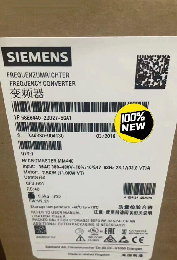 1PC For SIEMENS  6SE6440-2UD27-5CA1  NEW