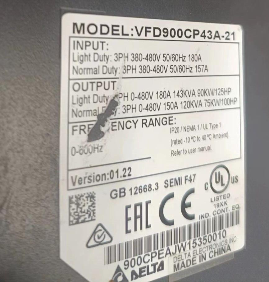 1PC  FOR Delta VFD900CP43A-21  USED  mx4