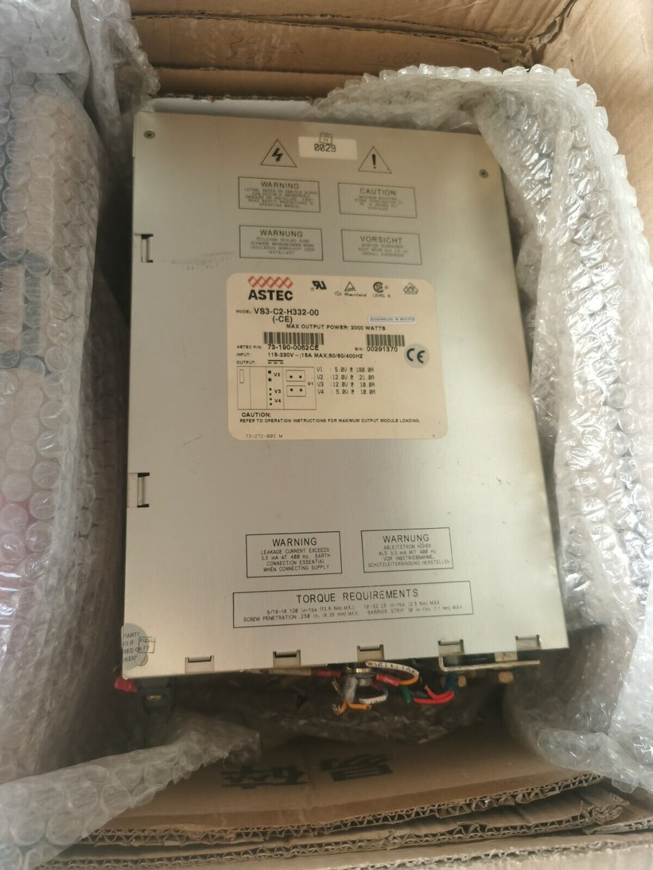 1PC PARA ASTEC VS3-C2-H332-00 usado VS3C2H33200 em stock C-19-2-003