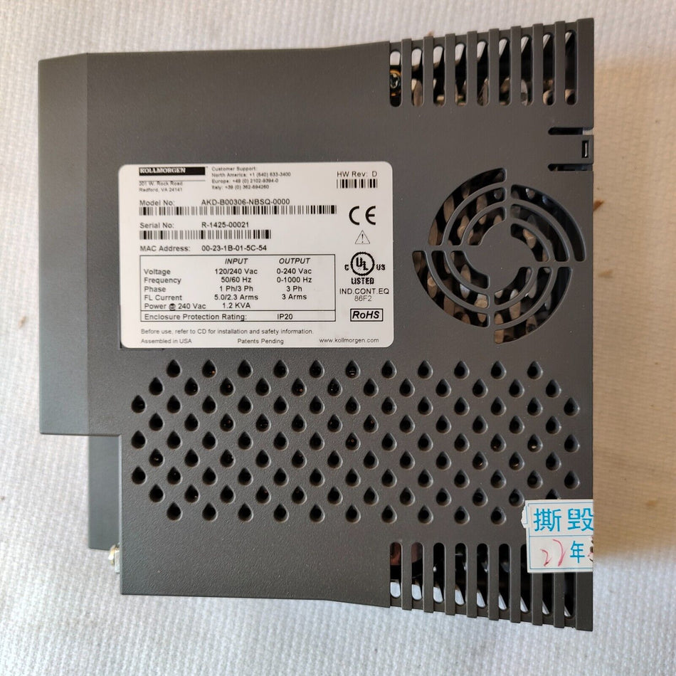 1PC FOR Kollmorgen AKD-B00306-NBSQ-0000 USED   in stock C-19-2-001