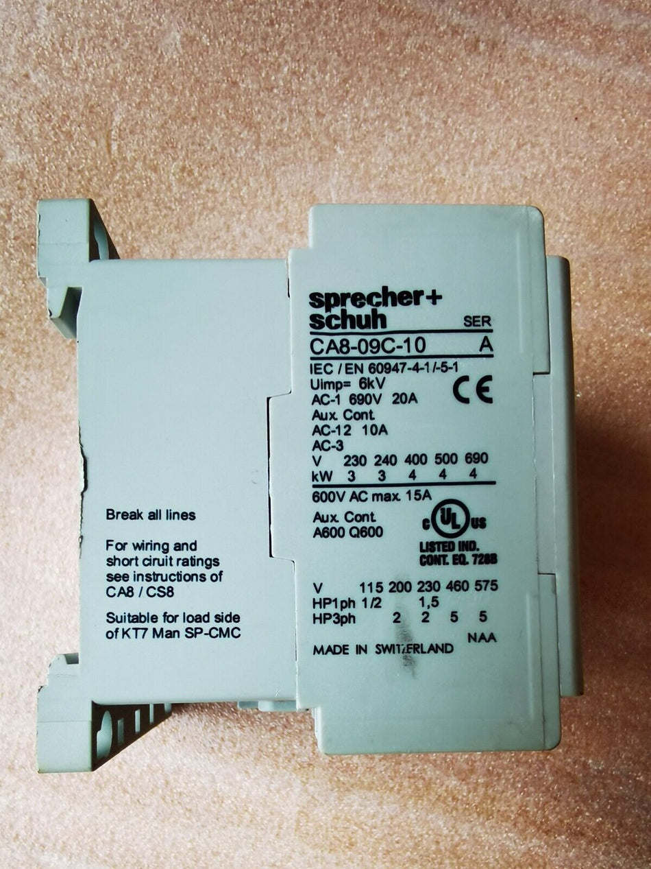 1PC PARA Sprecher & Schuh CA8-09C-10 usado CA809C10 em stock C-17-3-008