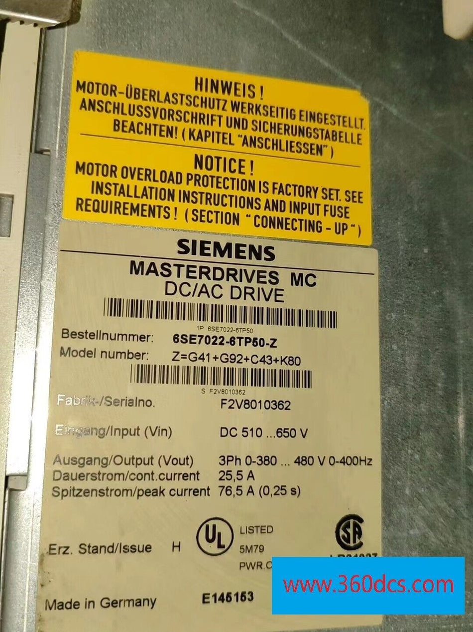 1PC 适用于西门子 6SE7022-6TP50-Z 二手 6SE70226TP50Z 