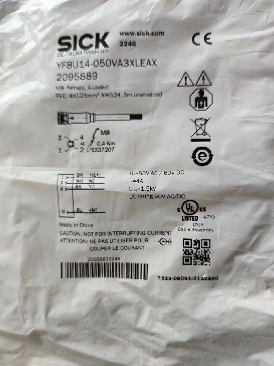 1 peça para SICK YF8U14-050VA3XLEAX novo YF8U14050VA3XLEAX em stock C-20-3-012
