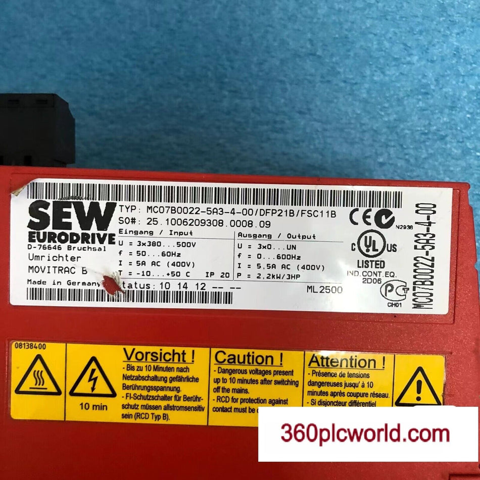 1 PC PARA SEW MCO7B0022-5A3-4-00 USADO MCO7B00225A3400