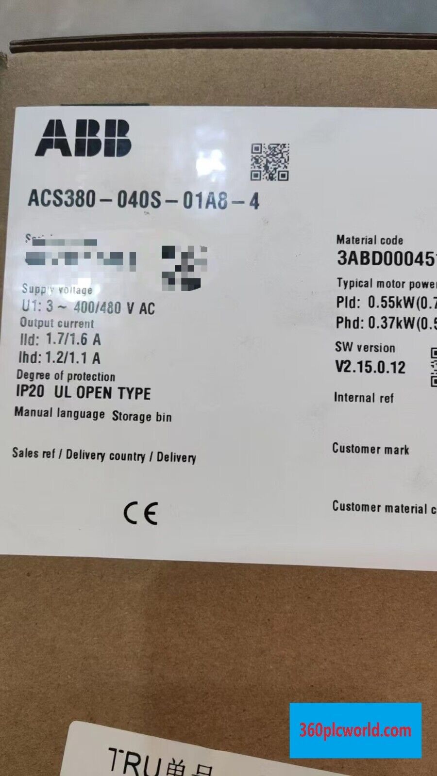 1 PC PARA ABB ACS380-040S-01A8-4 Novo