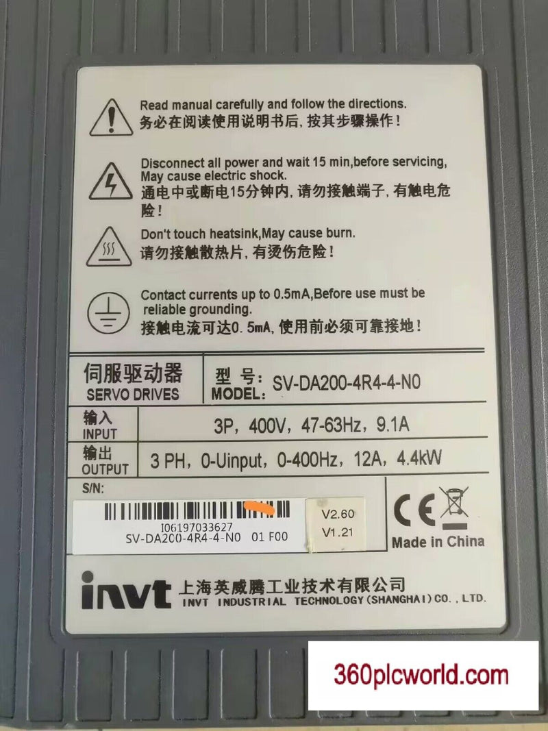 1PC FOR INVT SV-DA200-4R4-4-N0 Used