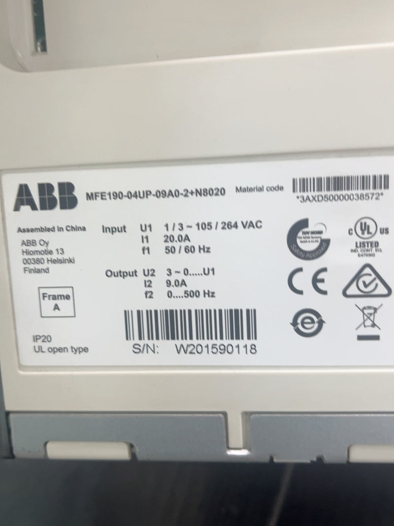 One Used ABB servo driver MFE190-04UP-09A0-2+N8020
