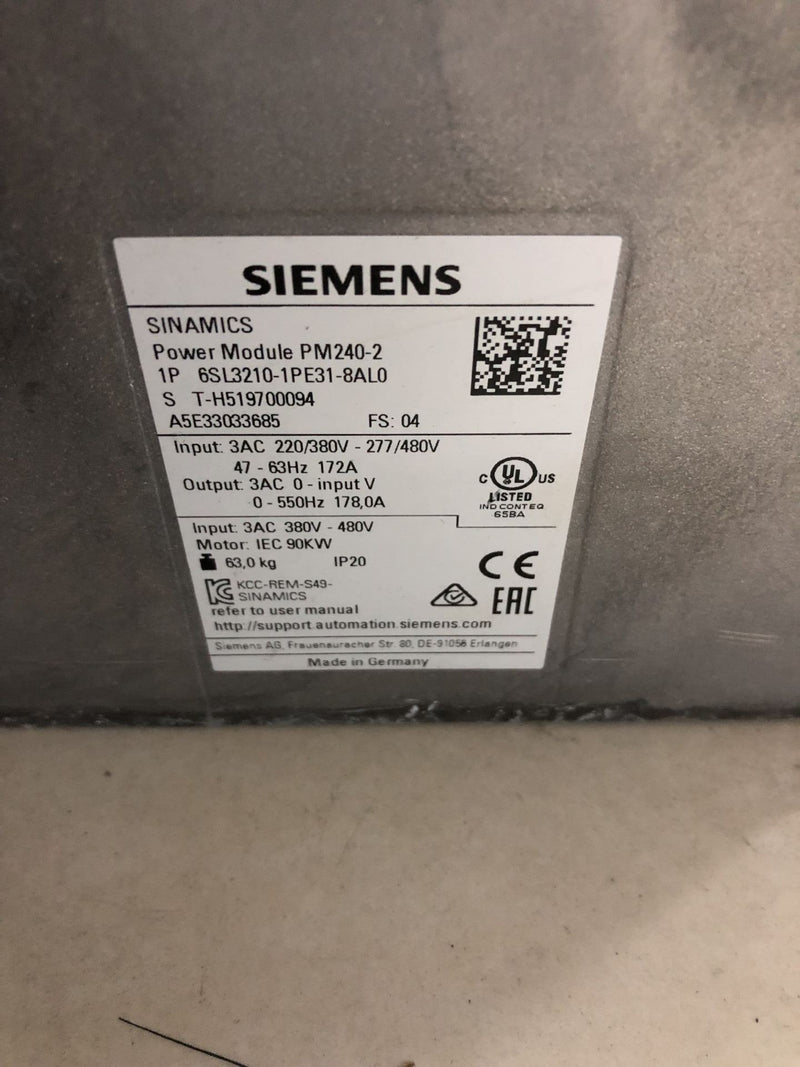 SIEMENS PM240-2 6SL3210-1PE31-8AL0 NEW