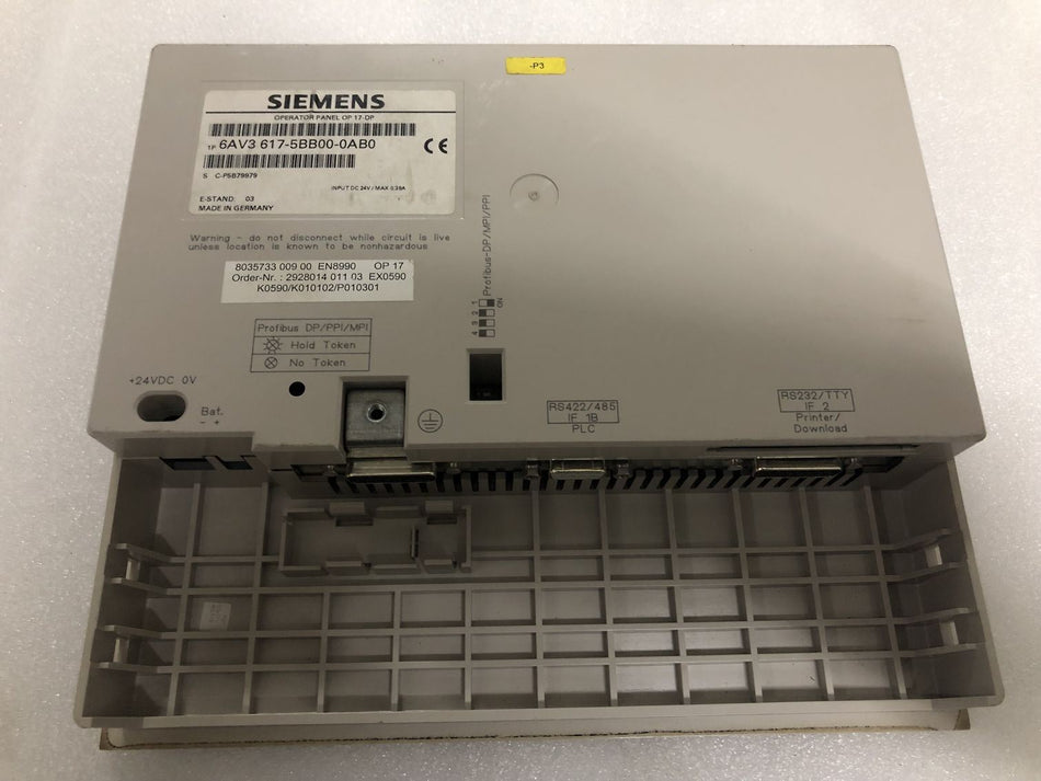 西门子OP17 6AV3617-5BB00-0AB0 6AV3 617-5BB00-0AB0