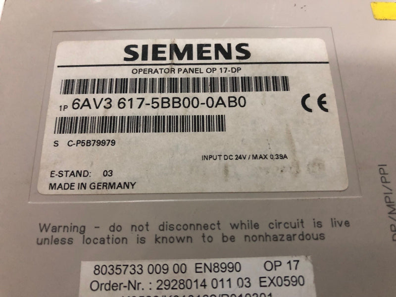 SIEMENSOP17 6AV3617-5BB00-0AB0 6AV3 617-5BB00-0AB0