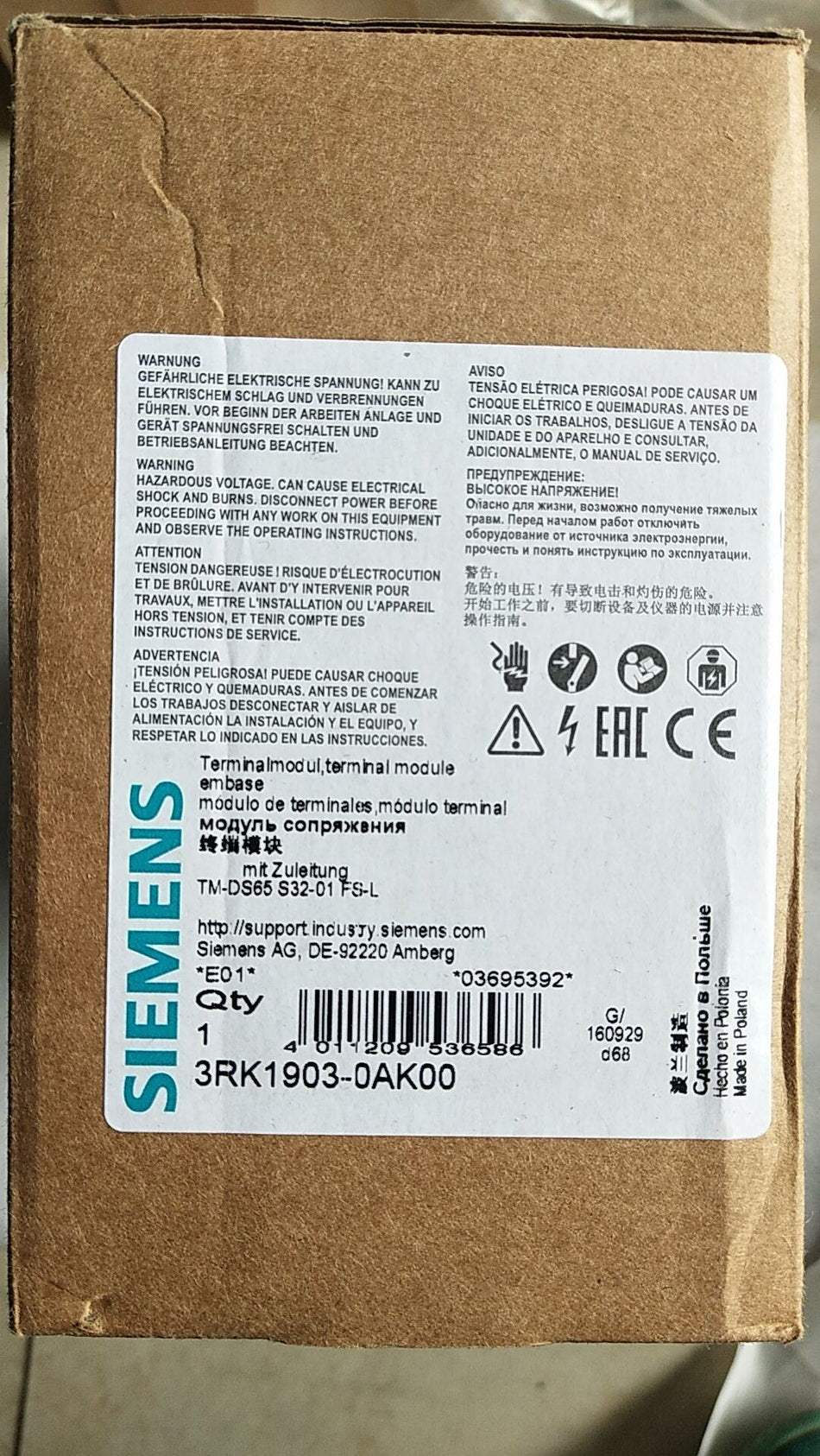 SIEMENS 3PK1903-0AK00 novo 3PK19030AK00