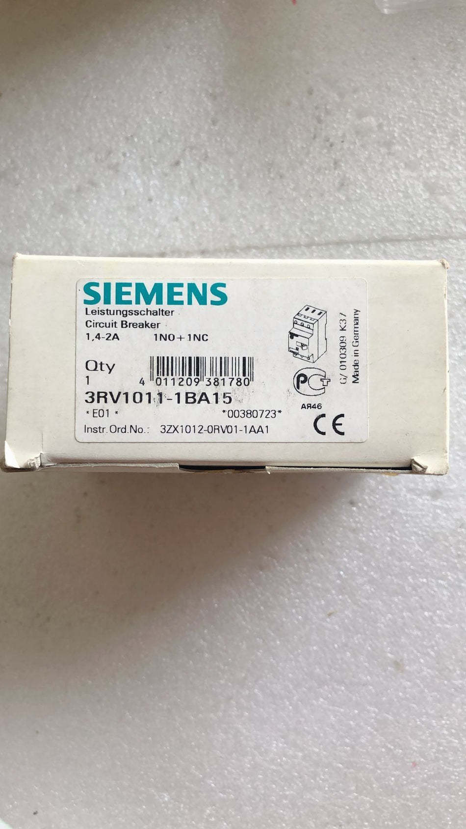 SIEMENS 3RV1011-1BA15 novo 3RV10111BA15