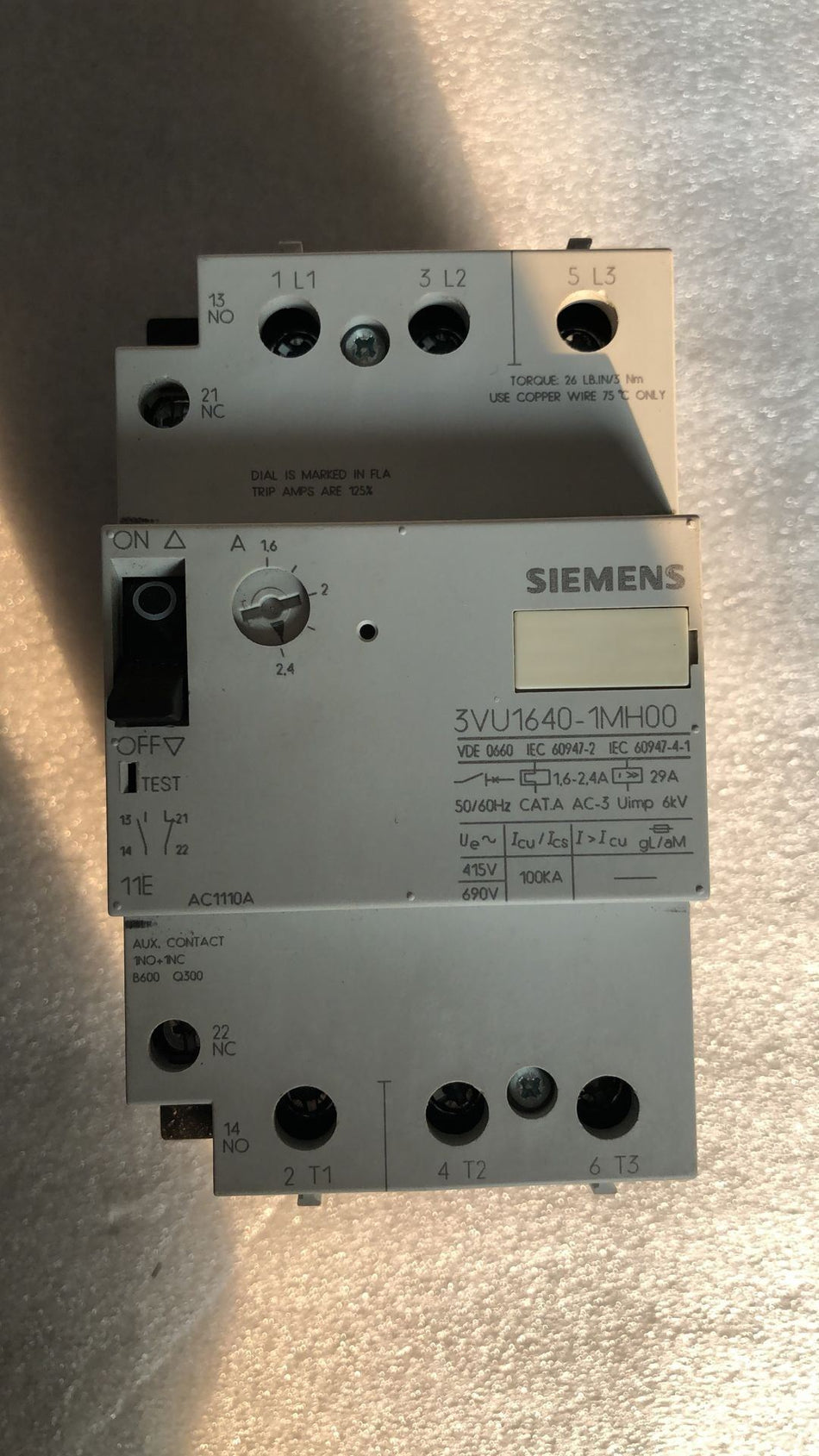 SIEMENS 3VU1640-1MH00 novo 3VU16401MH00
