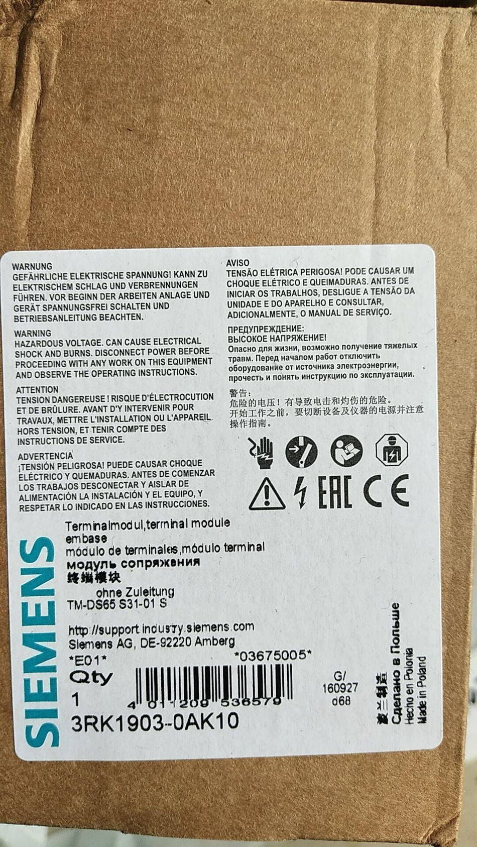 SIEMENS 3PK1903-0AK01 novo 3PK19030AK01