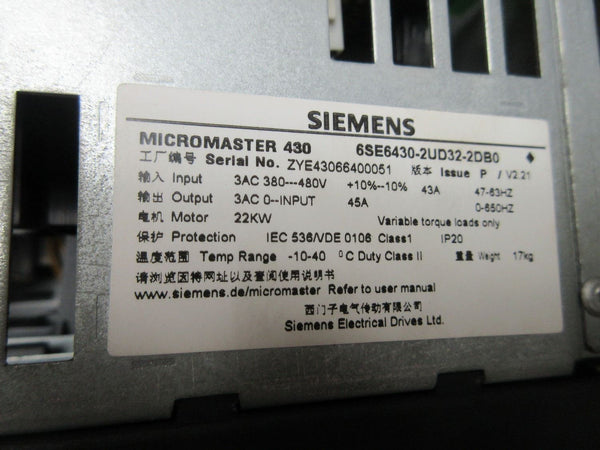 Siemens 6SE6430-2UD32-2DB0 6SE64302UD322DB0