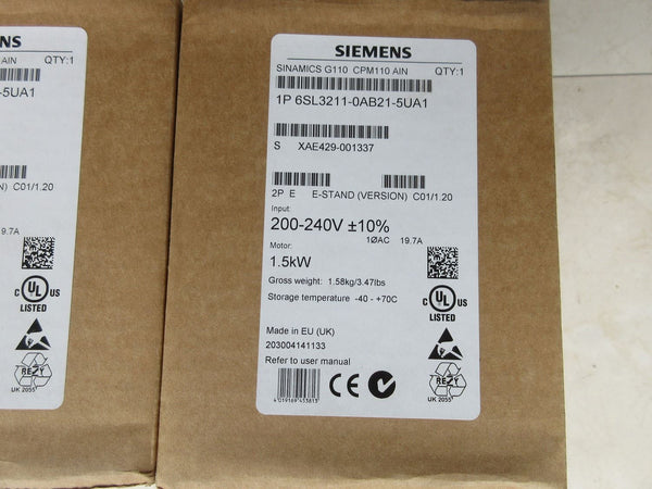 SIEMENS 6SL3211-0AB21-5UA1 new 6SL32110AB215UA1