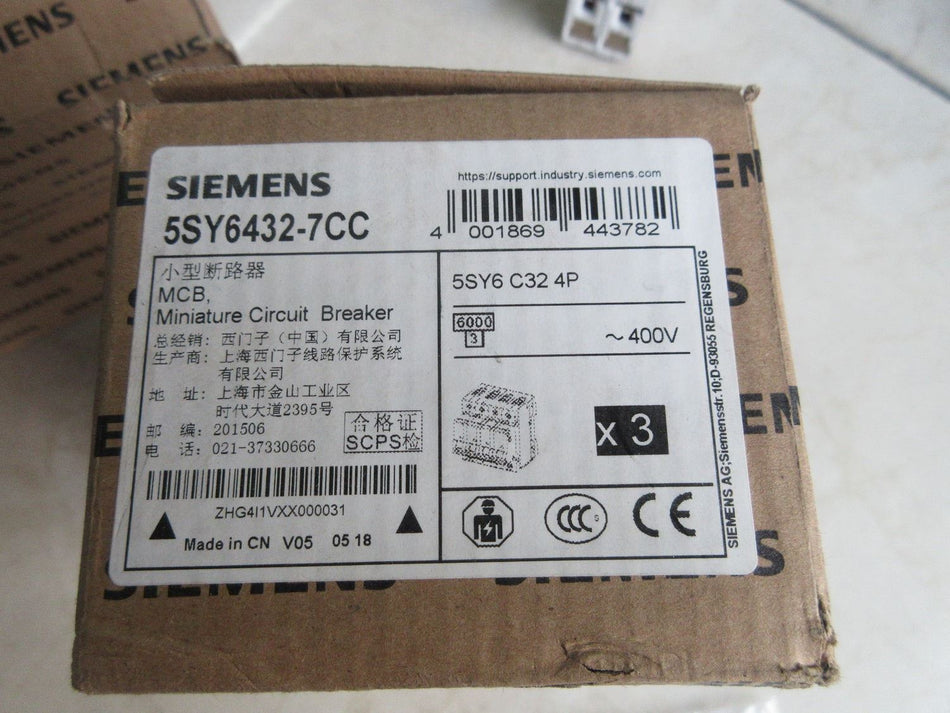 Siemens 5SY6432-7CC C32 4P novo 5SY64327CC C32 4P