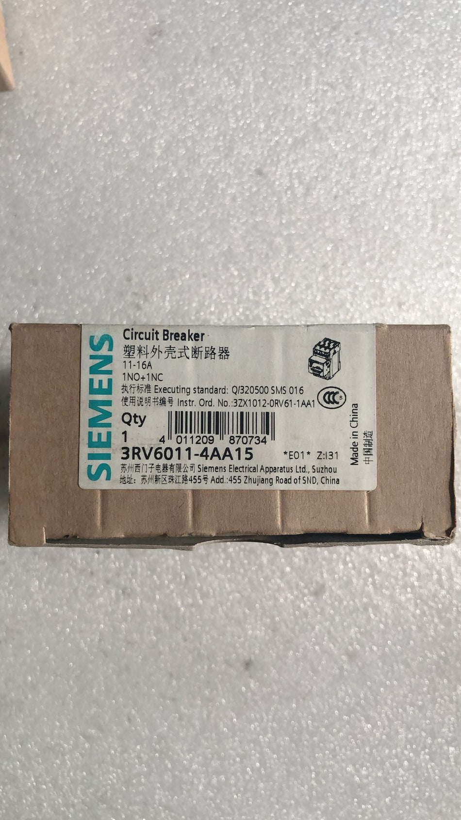SIEMENS 3RV6011-4AA15 novo 3RV60114AA15