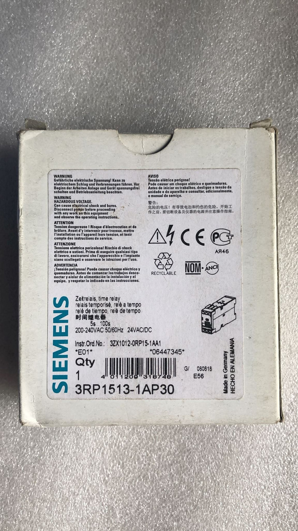 Siemens 3RP1513-1AP30 novo 3RP15131AP30