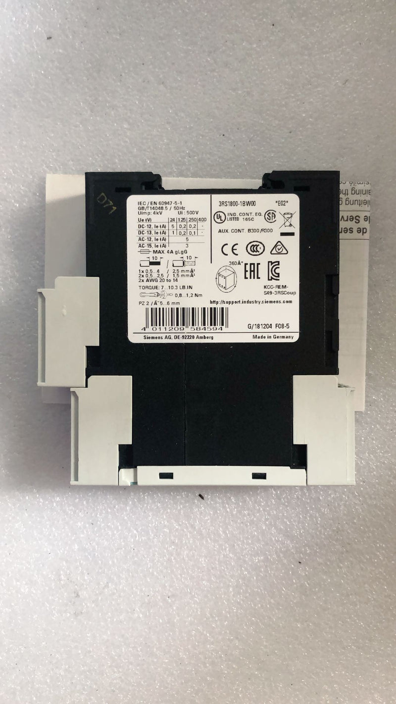 SIEMENS 3RS1800-1BW00 new 3RS18001BW00