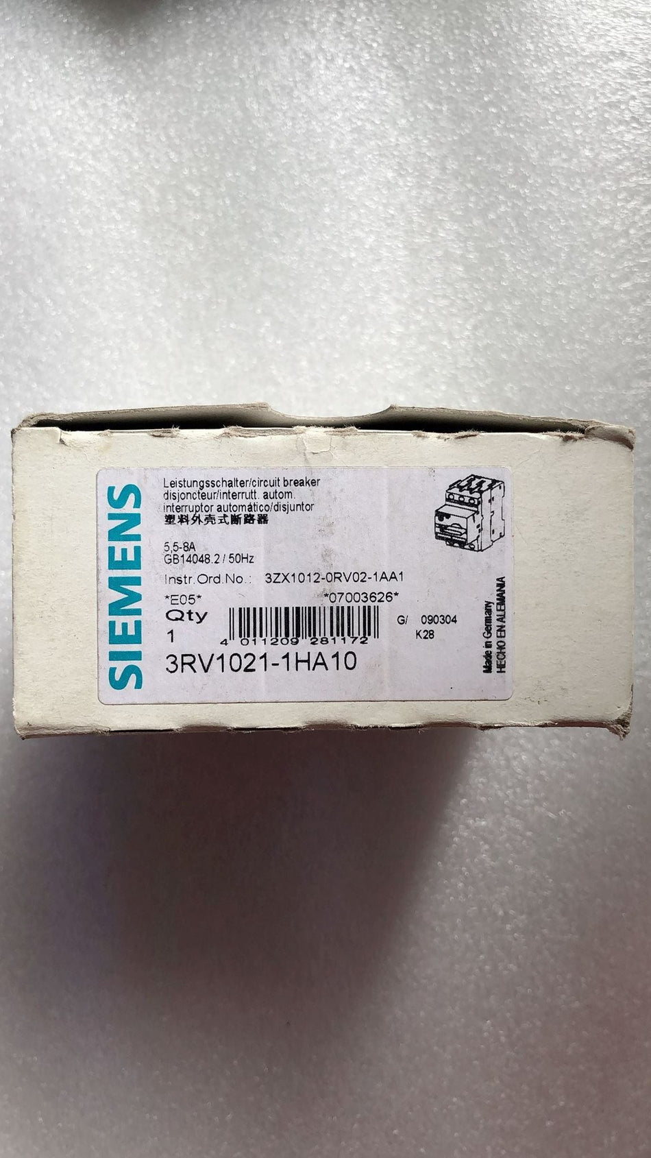SIEMENS 3RV1021-1HA10 novo 3RV10211HA10