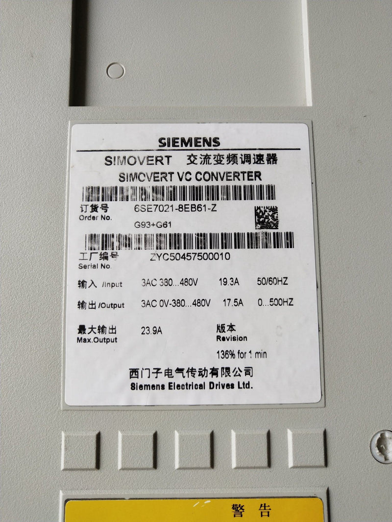 SIEMENS 6SE7021-8EB61-Z 6SE70218EB61Z