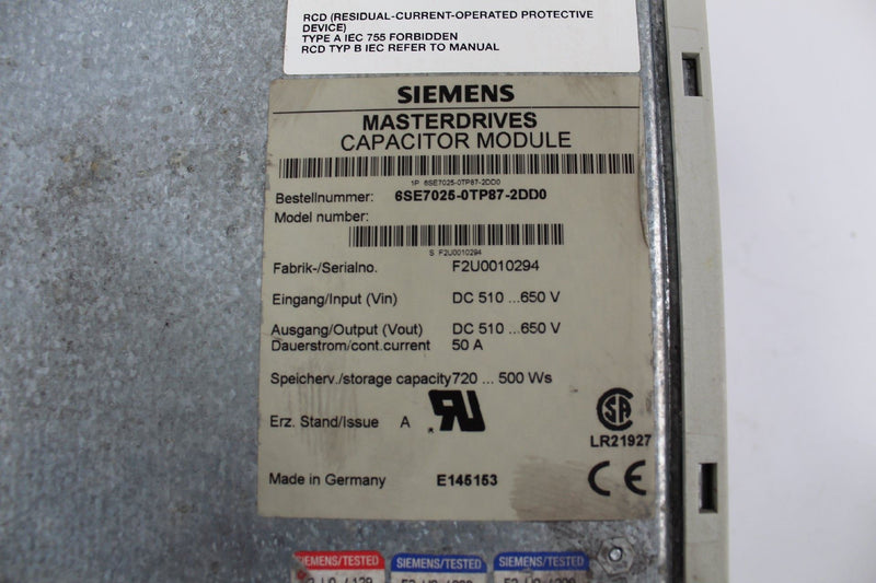 SIEMENS 6SE7025-0TP87-2DD0 6SE70250TP872DD0