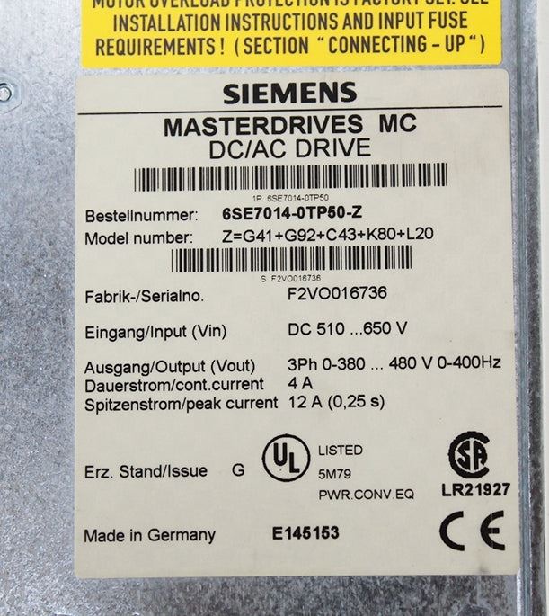 SIEMENS 6SE7014-0TP50-Z 6SE70140TP50Z