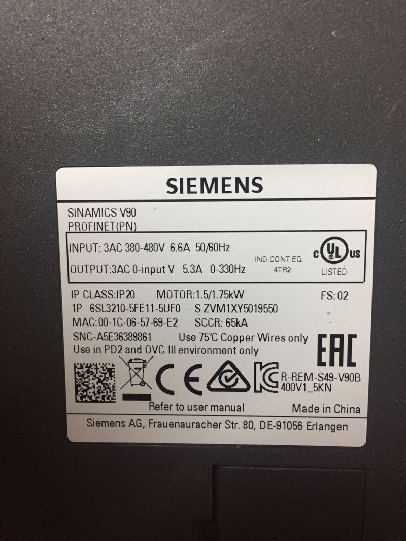 SIEMENS 6SL3210-5FE11-5UF0 6SL32105FE115UF0