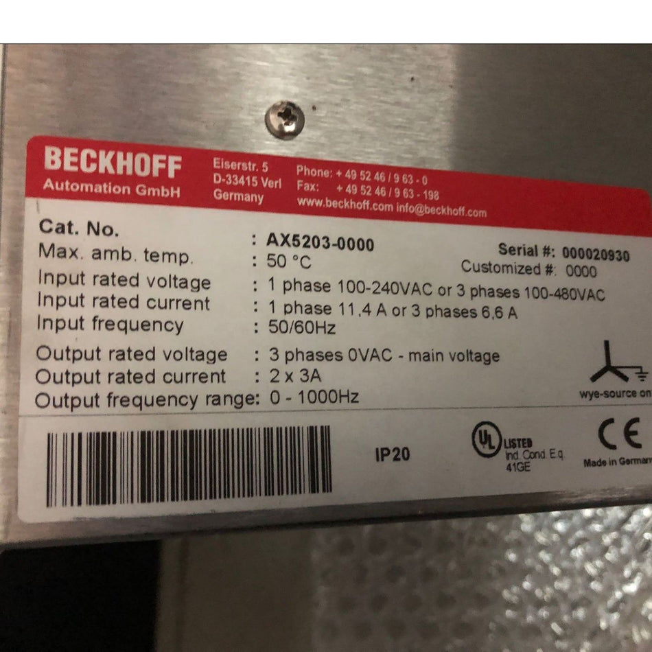 Amplificador servo-drive AC Beckhoff AX5203-0000 AX2010