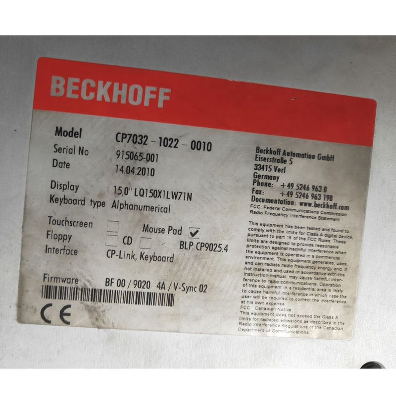 Beckhoff CP7032-1022-0010 Touch Panel Operator