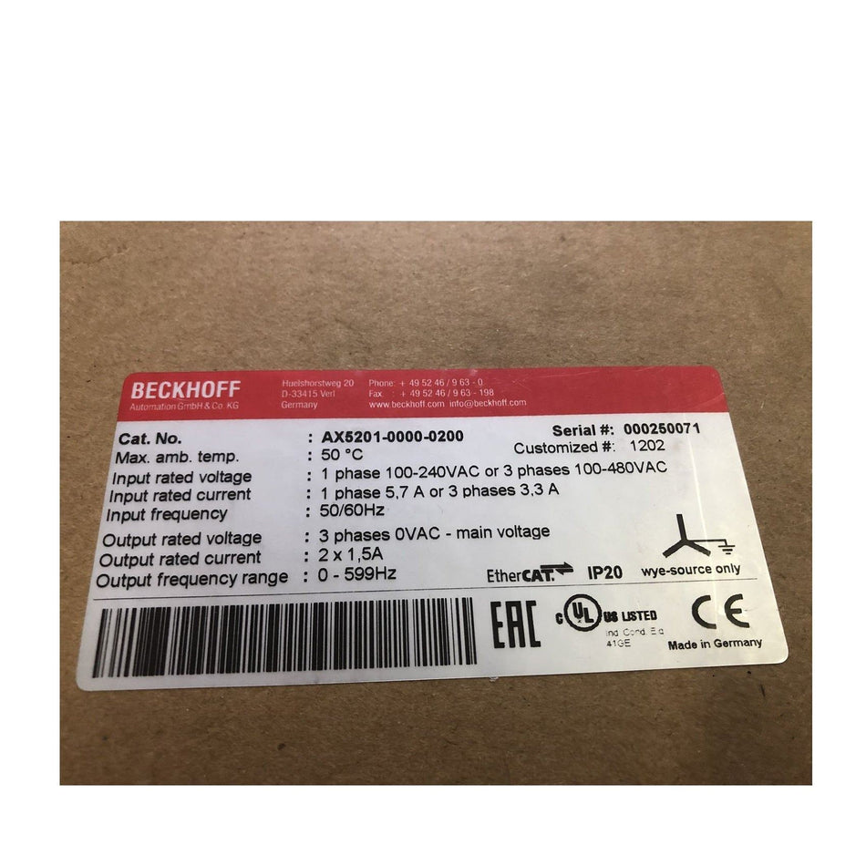 Controlador de Servo Drive Beckhoff AX5201-0000-0200