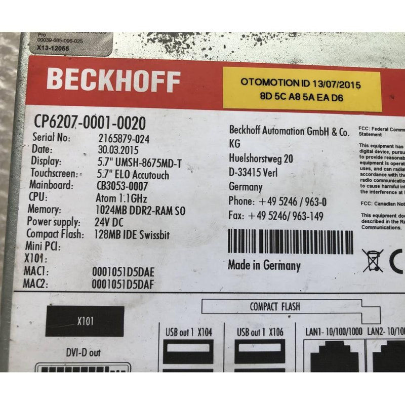 Beckhoff CP6207-0001-0020 Touch Panel Operator