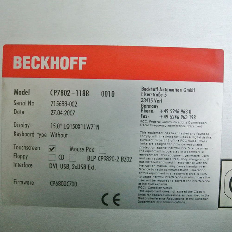 Beckhoff CP7802-1188-0010 Display