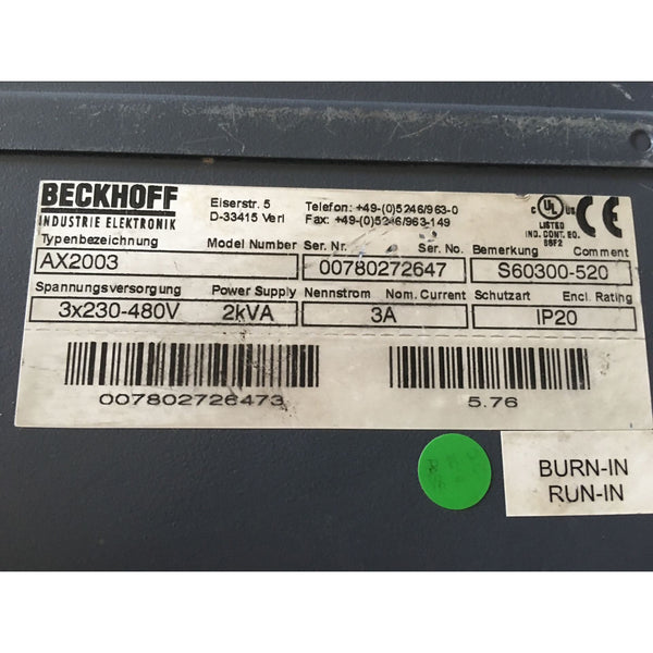 Beckhoff AX2003 S60300-520 Servo Drive