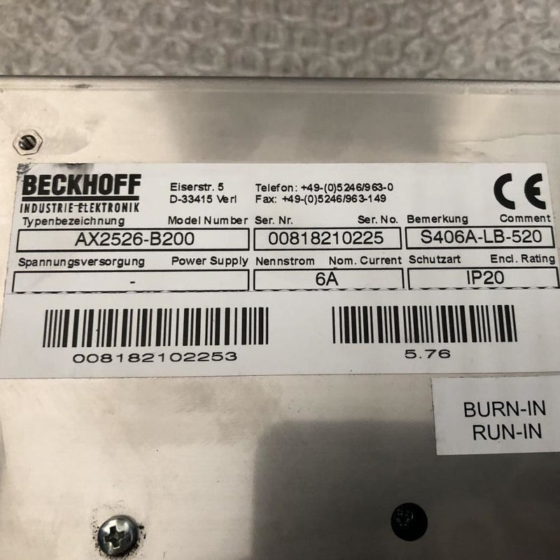 Beckhoff AX2526-B200 S406A-LB-520 Servo Drive