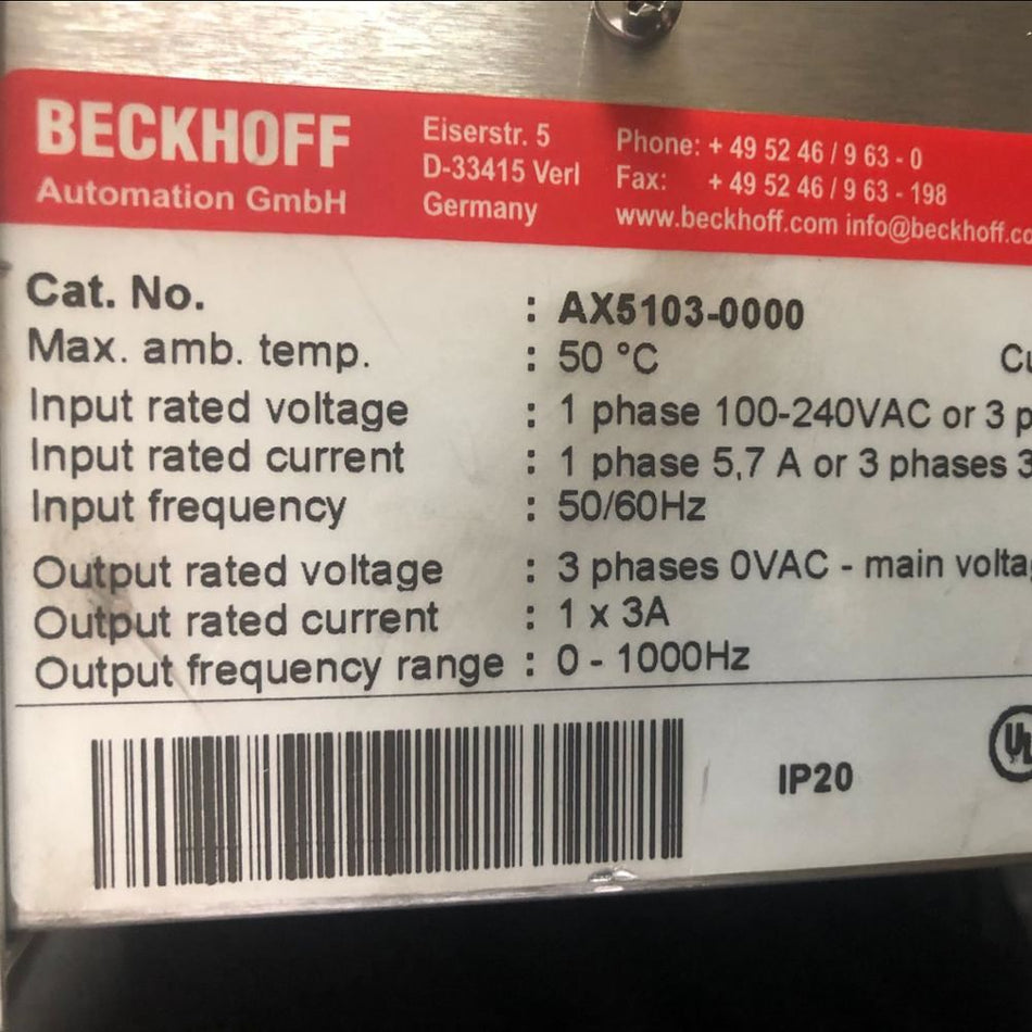 Servo Drive Beckhoff AX5103-0000